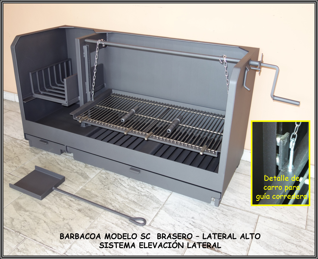 BARBACOA metalica modelo SC lateral alto Con Brasero